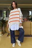 Made in Italy Big Softie Breton Archie Slouch Knit Top Stone