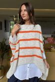 Made in Italy Big Softie Breton Archie Slouch Knit Top Stone