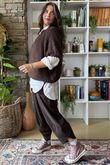 Made in Italy Big Softie Cap Sleeve Knit Top Chocolate