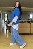 Made in Italy Big Softie Cap Sleeve Knit Top Cyan 