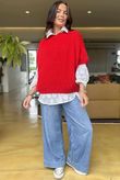 Made in Italy Big Softie Cap Sleeve Knit Top Rouge