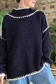  Big Softie Whipstitch Knit Jumper Navy 