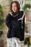  Big Softie Whipstitch Knit Jumper Navy /3 ** 