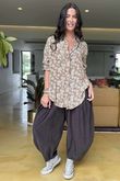 Made in Italy Blossom Cotton Blend Shirt Tan /19 =