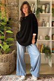 Made in Italy Conrad Circle Knit Top Black
