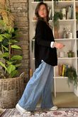 Made in Italy Conrad Circle Knit Top Black