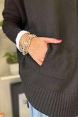 Made in Italy Conrad Circle Knit Top Black