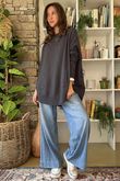 Made in Italy Conrad Circle Knit Top Charcoal