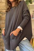 Made in Italy Conrad Circle Knit Top Charcoal