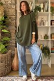 Made in Italy Conrad Circle Knit Top Deep Khaki