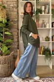 Made in Italy Conrad Circle Knit Top Deep Khaki