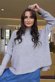 Charli Turtle Ribby Knit Top Grey Marl /10=
