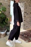Made in Italy Cooper Needlecord Boat Cowl Neck Top Coffee Bean