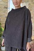 Made in Italy Cooper Needlecord Boat Cowl Neck Top Coffee Bean
