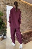 Made in Italy Cooper Needlecord Boat Cowl Neck Top Dark Cherry