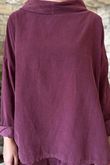 Made in Italy Cooper Needlecord Boat Cowl Neck Top Dark Cherry