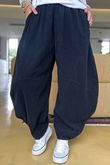 Made in Italy Cooper Needlecord Classic Barrel Leg Pant Black -