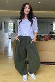 Made in Italy Cooper Needlecord Classic Barrel Leg Pant Deep Moss -