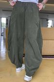 Made in Italy Cooper Needlecord Classic Barrel Leg Pant Deep Moss -