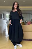 Made in Italy Cooper Needlecord Cocoon Dress Black