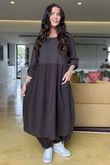 Made in Italy Cooper Needlecord Cocoon Dress Coffee Bean