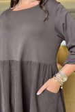 Made in Italy Cooper Needlecord Cocoon Dress Coffee Bean