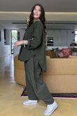 Made in Italy Cooper Needlecord Scoop Dip Back Top Deep Moss -