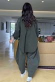 Made in Italy Cooper Needlecord Scoop Dip Back Top Deep Moss -