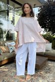 Made in Italy Cotton Blend Patch Pocket Dip Back Top Antique Rose