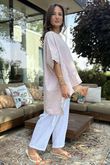 Made in Italy Cotton Blend Patch Pocket Dip Back Top Antique Rose