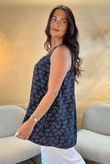 Made in Italy Daisy Crochet Cami Navy /8 = ~