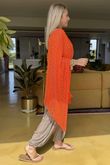 Made in Italy Emily Cross Front Crochet Knit Top Orange Zing