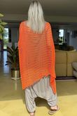 Made in Italy Emily Cross Front Crochet Knit Top Orange Zing