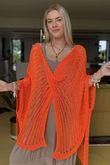 Made in Italy Emily Cross Front Crochet Knit Top Orange Zing
