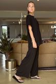 Made in Italy Essential Cap Sleeve Tee Black