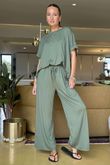 Made in Italy Essential Cap Sleeve Tee Khaki