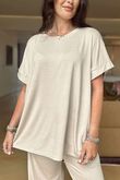Made in Italy Essential Cap Sleeve Tee Stone