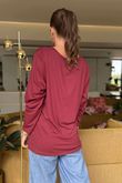 Made in Italy Essential Jersey Long Sleeve Top Burgundy