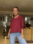 Made in Italy Essential Jersey Long Sleeve Top Burgundy