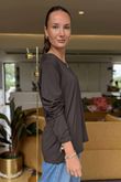 Made in Italy Essential Jersey Long Sleeve Top Chocolate