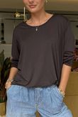 Made in Italy Essential Jersey Long Sleeve Top Chocolate