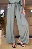 Made in Italy Essential Wide Leg Pant Khaki