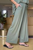 Made in Italy Essential Wide Leg Pant Khaki