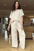 Made in Italy Essential Wide Leg Pant Stone