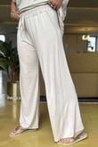 Made in Italy Essential Wide Leg Pant Stone