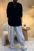 Made in Italy Fifi Lace Shoulder Fine Knit Top Black /23 =
