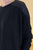 Made in Italy Fifi Lace Shoulder Fine Knit Top Black /23 =