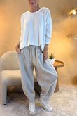 Made in Italy Fifi Lace Shoulder Fine Knit Top Ecru /5 =