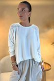 Made in Italy Fifi Lace Shoulder Fine Knit Top Ecru /5 =