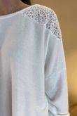 Made in Italy Fifi Lace Shoulder Fine Knit Top Ecru /5 =